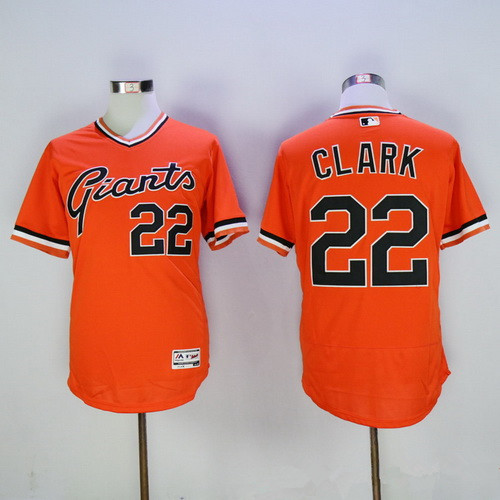 Men's San Francisco Giants #22 Will Clark Retired Orange Pullover 2016 Flexbase Majestic Baseball Jersey