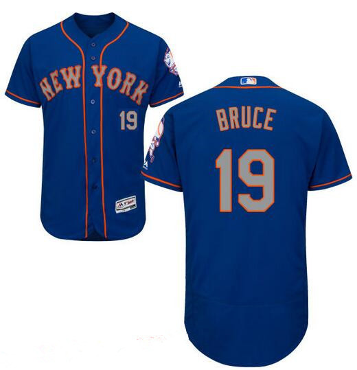 Men's New York Mets #19 Jay Bruce Blue With Gray 2016 Flex Base Majestic MLB Stitched Jersey