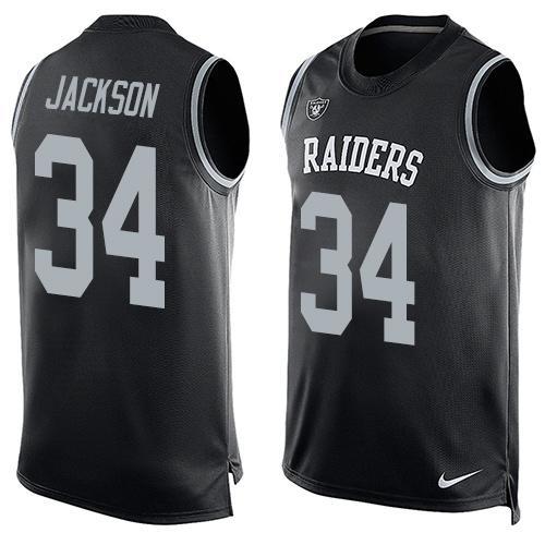 Men's Oakland Raiders #34 Bo Jackson Retired Player Black Nike Tank Top Printed NFL Limited Jersey