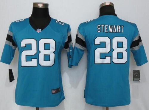 Women's Carolina Panthers #28 Jonathan Stewart Light Blue Alternate NFL Nike Limited Jersey