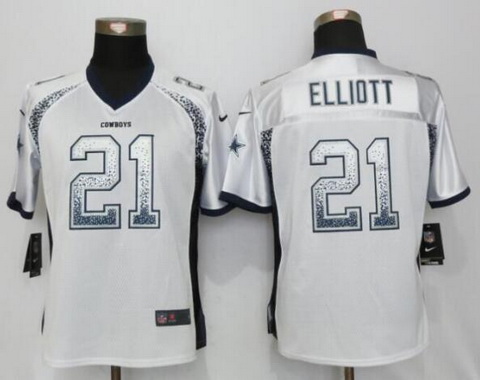 Women's Dallas Cowboys #21 Ezekiel Elliott White Drift Fashion NFL Nike Jersey