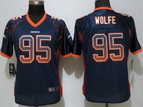 Women's Denver Broncos #95 Derek Wolfe Navy Blue Drift Fashion NFL Nike Jersey