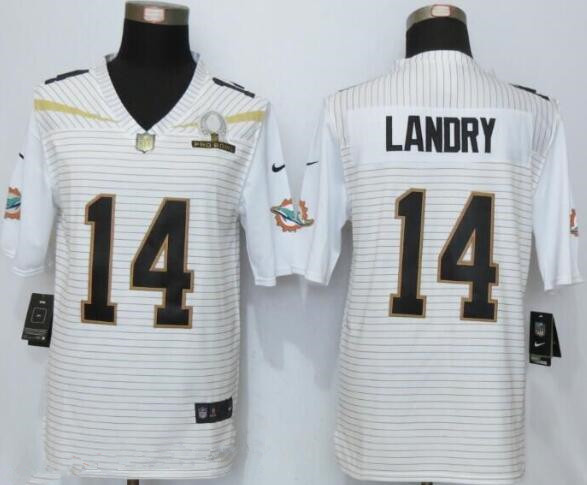 Men's Miami Dolphins #14 Jarvis Landry White 2016 Pro Bowl Stitched NFL Nike Elite Jersey