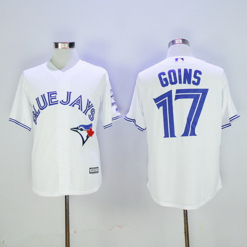 Men's Toronto Blue Jays #17 Ryan Goins White Home Stitched MLB Majestic Cool Base Jersey