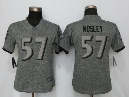 Women's Baltimore Ravens #57 C.J.Mosley Gray Gridiron Stitched NFL Nike Limited Jersey