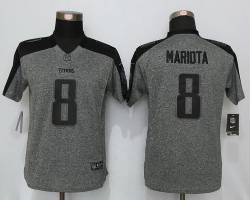 Women's Tennessee Titans #8 Marcus Mariota Gray Gridiron Stitched NFL Nike Limited Jersey