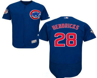 Men's Chicago Cubs #28 Kyle Hendricks Royal Blue Stitched MLB 2016 Majestic Flex Base Jersey