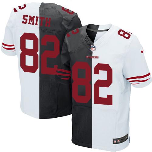 Nike 49ers #82 Torrey Smith Black White Men's Stitched NFL Elite Split Jersey