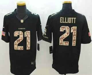 Men's Dallas Cowboys #21 Ezekiel Elliott Black Salute To Service Stitched NFL Nike Limited Jersey