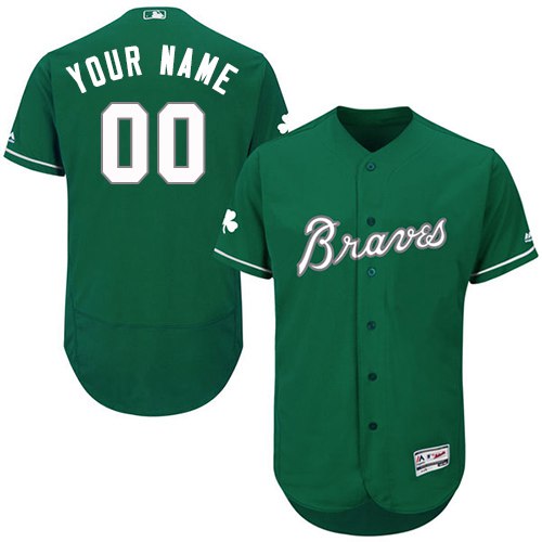 Mens Atlanta Braves Green Celtic Customized Flexbase Majestic MLB Collection Jersey