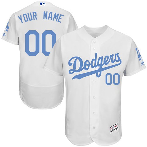 Mens Los Angeles Dodgers 2016 Fathers Day Fashion White Customized Flexbase Majestic MLB Collection Jersey