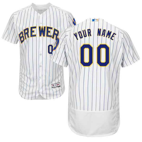 Mens Milwaukee Brewers White Customized Flexbase Majestic MLB Collection Jersey