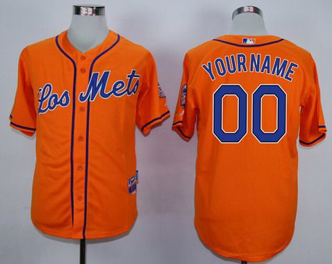 Men's New York Mets Customized Los Orange MLB Cool Base Jersey