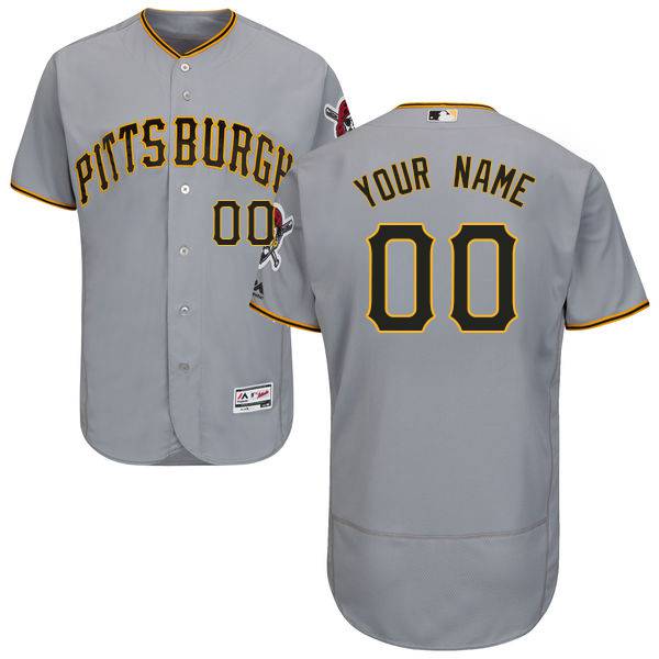 Mens Pittsburgh Pirates Grey Customized Flexbase Majestic MLB Collection Jersey