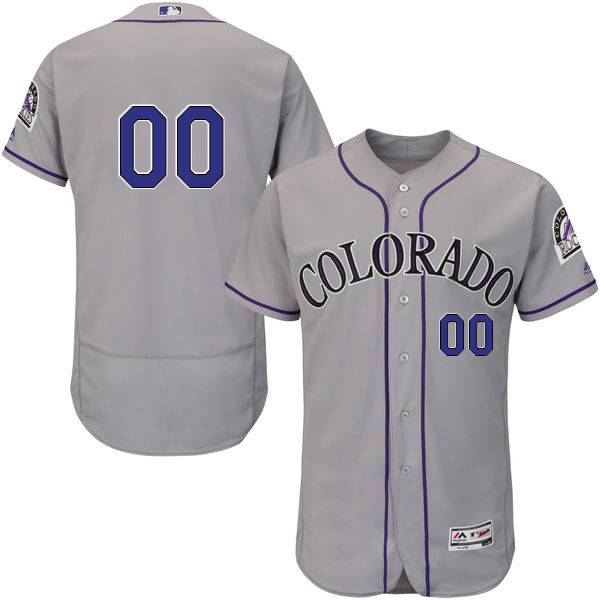 Mens Colorado Rockies Grey Customized Flexbase Majestic MLB Collection Jersey