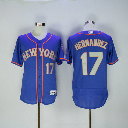 Men's New York Mets #17 Keith Hernandez Retired Blue With Gray 2016 Flexbase Majestic Baseball Jersey