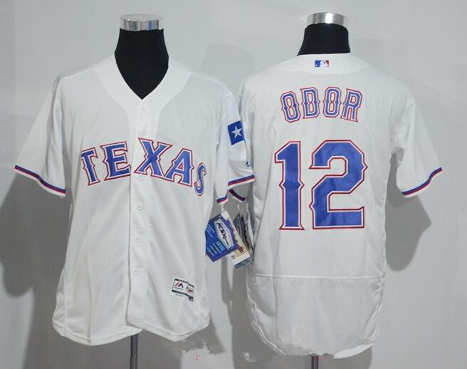 Men's Texas Rangers #12 Rougned Odor White Home Stitched MLB 2016 Majestic Flex Base Jersey