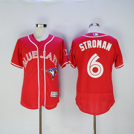 Men's Toronto Blue Jays #6 Marcus Stroman Red Stitched MLB 2016 Canada Day Majestic Flex Base Jersey