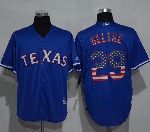 Rangers #29 Adrian Beltre Blue USA Flag Fashion Stitched MLB Jersey