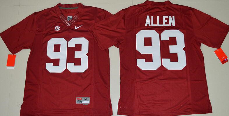 Men's Alabama Crimson Tide #93 Jonathan Allen Red Limited Stitched College Football Nike NCAA Jersey