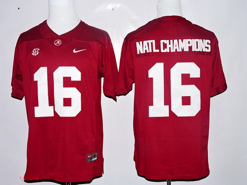 Men's Alabama Crimson Tide 2016 Natl Champions Red Stitched NCAA Nike Limited College Football Jersey