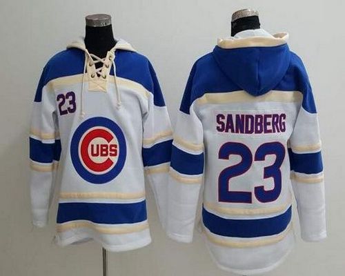 Men's Chicago Cubs #23 Ryne Sandberg Retired White Baseball MLB Hoodie