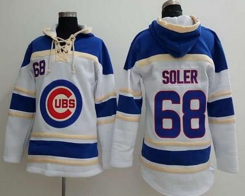 Men's Chicago Cubs #68 Jorge Soler White Baseball MLB Hoodie