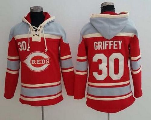 Men's Cincinnati Reds #30 Ken Griffey Jr Retired Red Baseball MLB Hoodie