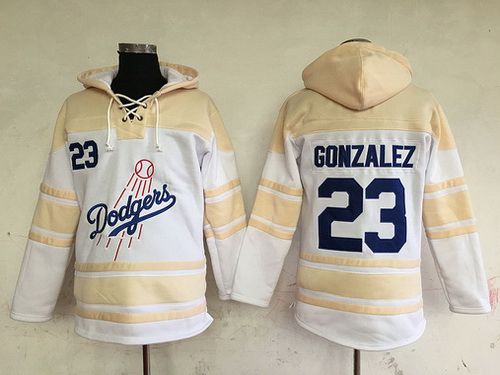 Men's Los Angeles Dodgers #23 Adrian Gonzalez White Baseball MLB Hoodie