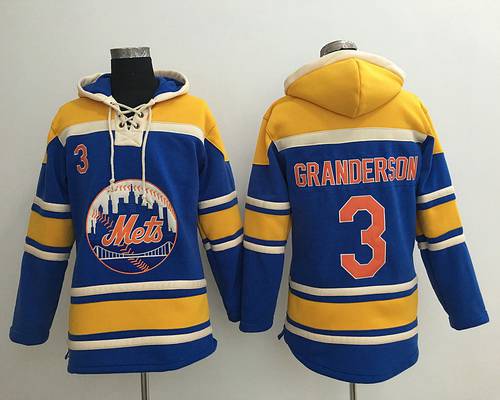 Men's New York Mets #3 Curtis Granderson Blue With Orange Baseball MLB Hoodie