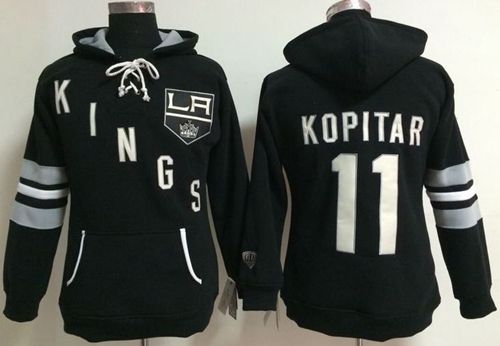 Los Angeles Kings #11 Anze Kopitar Black Women's Old Time Heidi NHL Hoodie