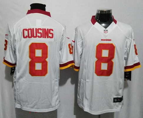 Men's Washington Redskins #8 Kirk Cousins White Road Stitched NFL Nike Game Jersey