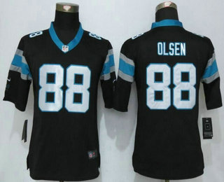 Women's Carolina Panthers #88 Greg Olsen Black Team Color NFL Nike Limited Jersey