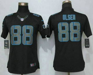 Women's Carolina Panthers #88 Greg Olsen Black Impact Stitched NFL Nike Limited Jersey