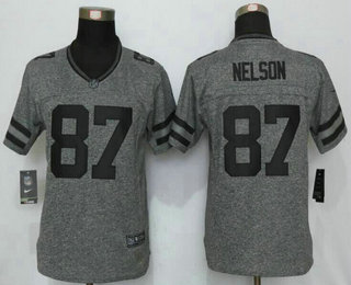 Women's Green Bay Packers #87 Jordy Nelson Nike Gray Gridiron NFL Gray Limited Jersey