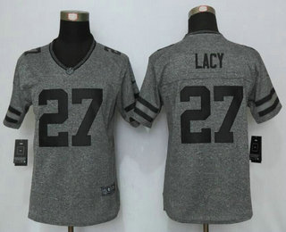 Women's Green Bay Packers #27 Eddie Lacy Nike Gray Gridiron NFL Gray Limited Jersey