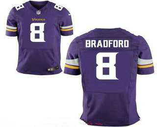 Men's Minnesota Vikings #8 Sam Bradford Purple Team Color Stitched NFL Nike Elite Jersey