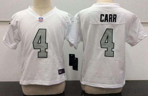 Toddler Oakland Raiders #4 Derek Carr White 2016 Color Rush Stitched NFL Nike Jersey