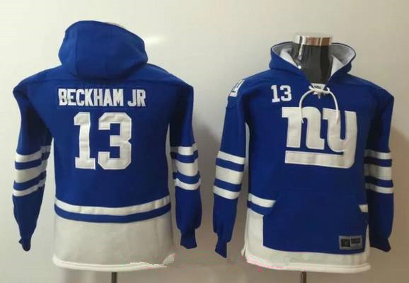 Youth New York Giants #13 Odell Beckham Jr NEW Royal Blue Pocket Stitched NFL Pullover Hoodie