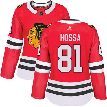 Adidas Chicago Blackhawks #81 Marian Hossa Red Home Authentic Women's Stitched NHL Jersey