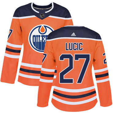 Adidas Edmonton Oilers #27 Milan Lucic Orange Home Authentic Women's Stitched NHL Jersey