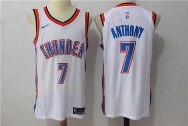 Men's Oklahoma City Thunder #7 Carmelo Anthony New White 2017-2018 Nike Swingman Stitched NBA Jersey