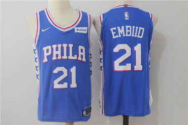 Men's Philadelphia 76ers #21 Joel Embiid New Royal Blue 2017-2018 Nike Swingman Stitched NBA Jersey