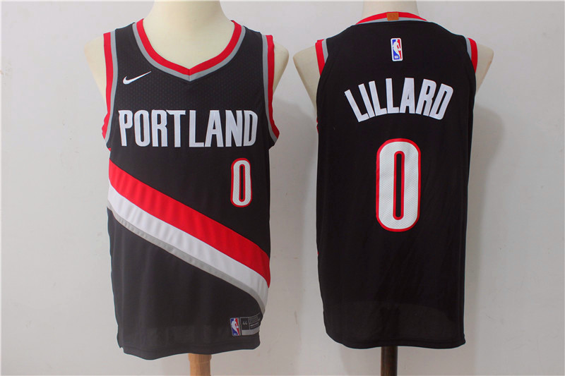 Men's Portland Trail Blazers #0 Damian Lillard Black 2017-2018 Nike Swingman Stitched NBA Jersey