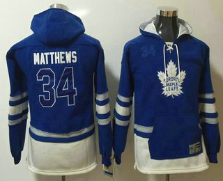 Youth Toronto Maple Leafs #34 Auston Matthews 2016 Royal Blue Throwback Pocket Stitched NHL Old Time Hockey Hoodie