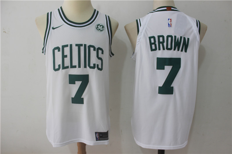 Men's Boston Celtics #7 Jaylen Brown White 2017-2018 Nike Swingman General Electric Stitched NBA Jersey