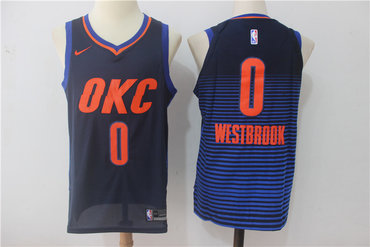 Men's Oklahoma City Thunder #0 Russell Westbrook Navy Blue 2017-2018 Nike Swingman Stitched NBA Jersey