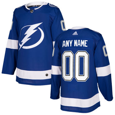 Custom Men's Tampa Bay Lightning Blue Stitched NHL 2017-2018 adidas Hockey Jersey