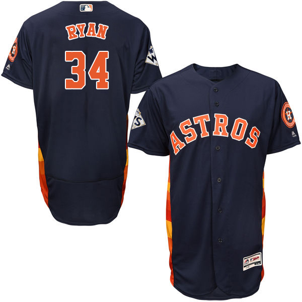 Men's Houston Astros #34 Nolan Ryan Navy Blue Flexbase Authentic Collection 2017 World Series Bound Stitched MLB Jersey