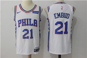 Men's Philadelphia 76ers #21 Joel Embiid White Nike Stitched NBA Jersey